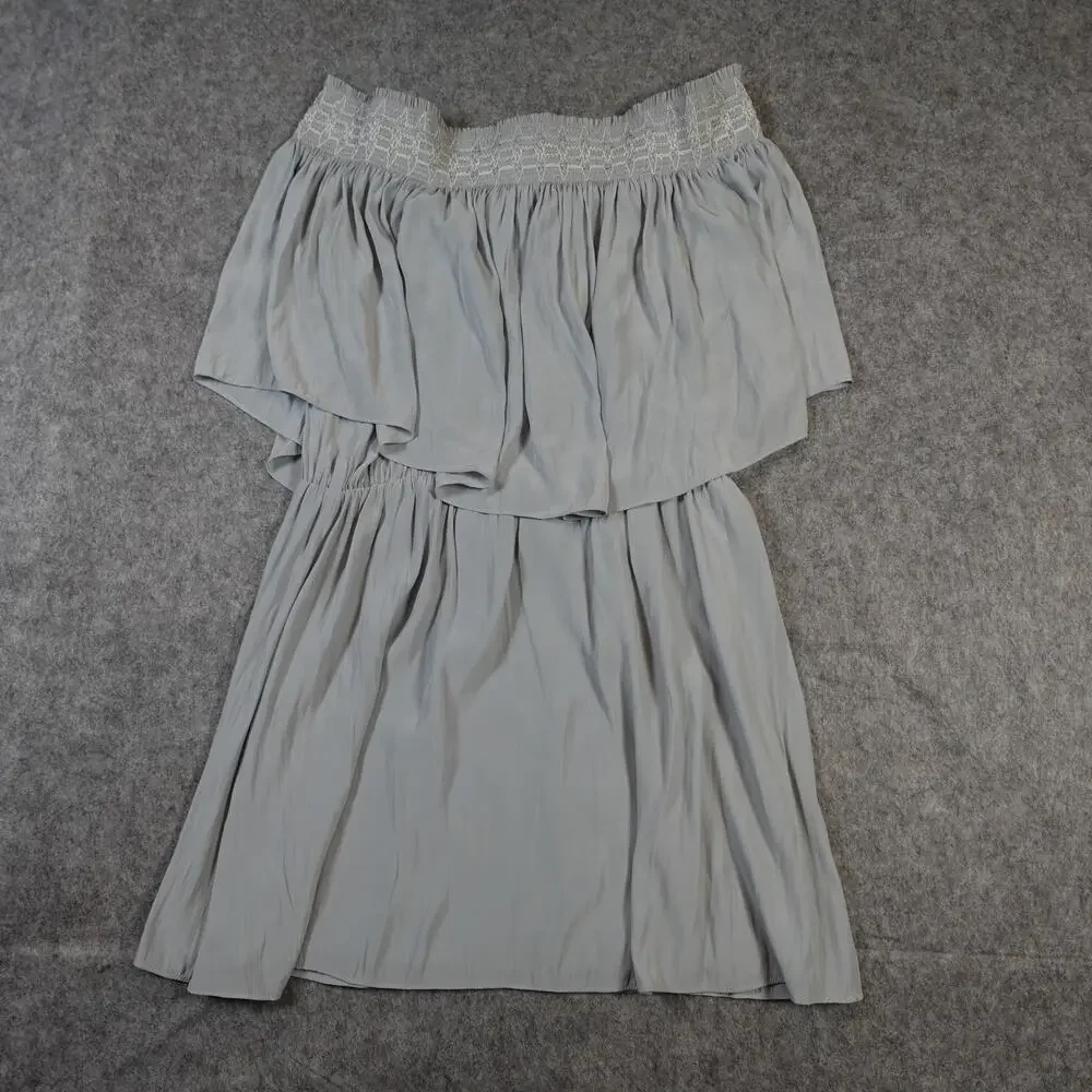 Ramy Brook Dress Womens Small Sadie Mini Ruffle Tiered Satin Silver Revolve - Picture 3 of 12
